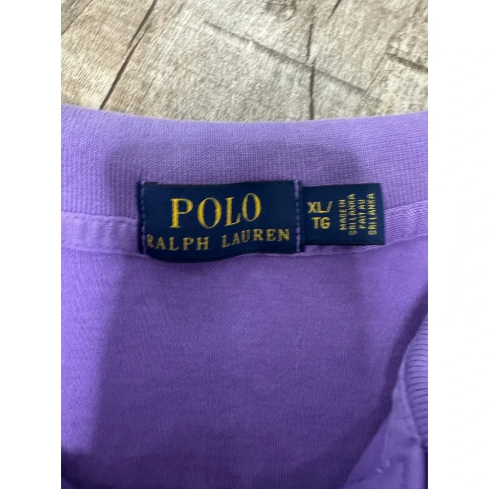 Polo Ralph Lauren Mens XL Purple Short Sleeve Jersey Polo Shirt Yellow Pony Logo